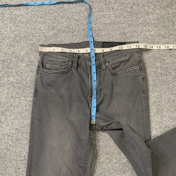 AllSaints Jeans Women 25 Gray Panel Front Mast Fit Low Rise Skinny Fringe Hem - Picture 4 of 11